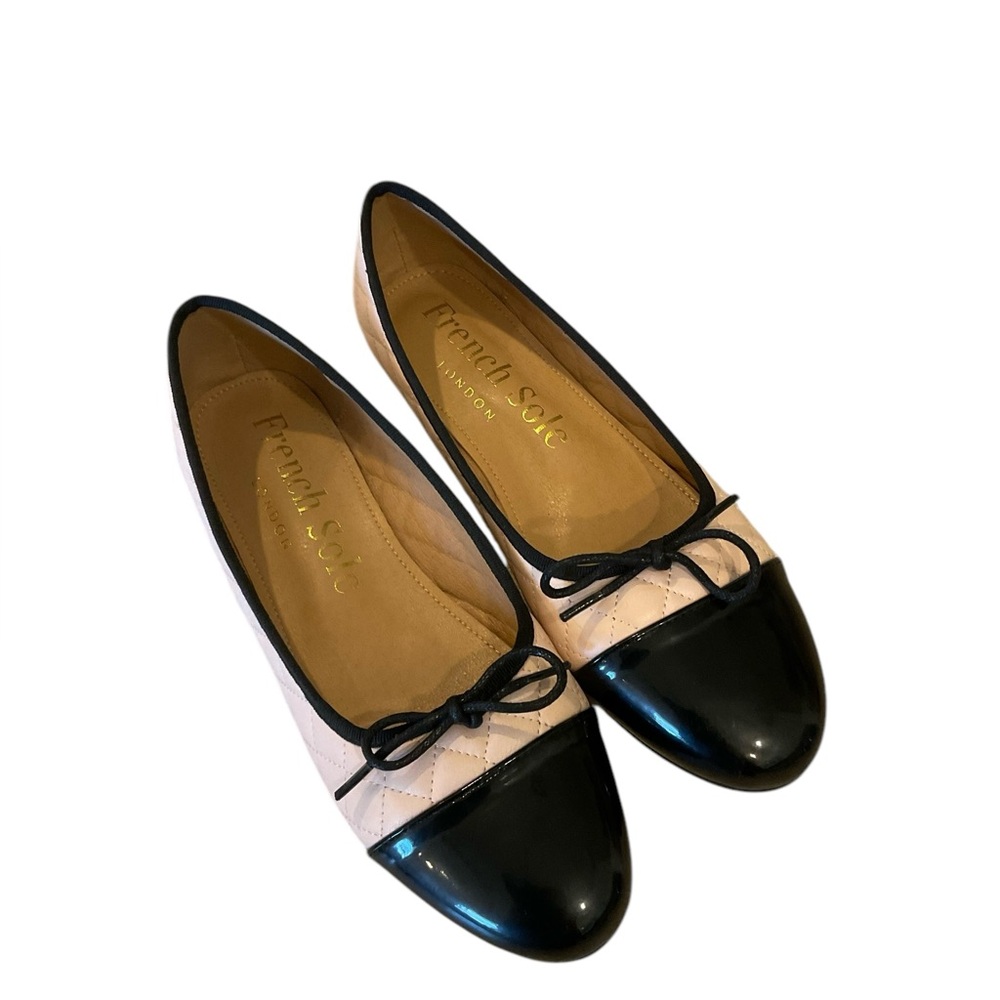 French Sole Amelie pink and black ballet flat - Picture 3 of 9
